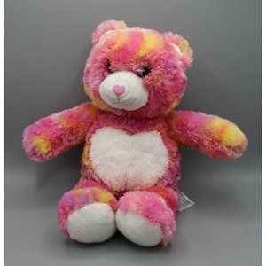 Build-A-Bear Endless Hugs Plush 16" Pink Yellow Teddy Bear Heart Tummy & Nose